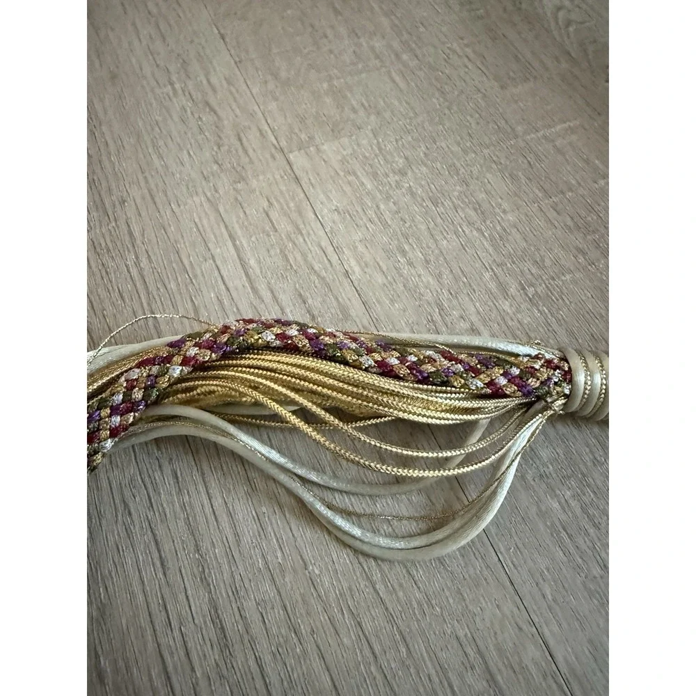 Vintage Carolyn Tanner Gold & Mother Of Pearl Braided Rope Belt